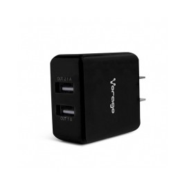 Cargador Universal Vorago 2 Puertos USB 2.0 para pared - AU-106-V2-BK